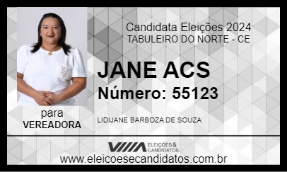 Candidato JANE ACS 2024 - TABULEIRO DO NORTE - Eleições