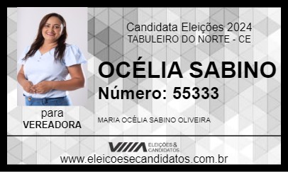 Candidato OCÉLIA SABINO 2024 - TABULEIRO DO NORTE - Eleições