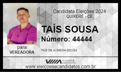 Candidato TAÍS SOUSA 2024 - QUIXERÉ - Eleições