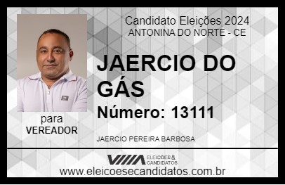 Candidato JAERCIO DO GÁS 2024 - ANTONINA DO NORTE - Eleições