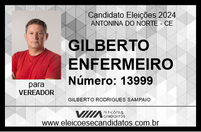 Candidato GILBERTO ENFERMEIRO 2024 - ANTONINA DO NORTE - Eleições