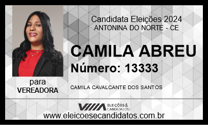 Candidato CAMILA ABREU 2024 - ANTONINA DO NORTE - Eleições