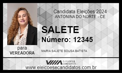 Candidato SALETE 2024 - ANTONINA DO NORTE - Eleições