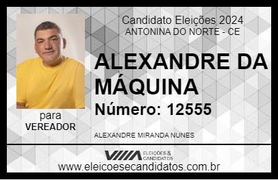 Candidato ALEXANDRE DA MÁQUINA 2024 - ANTONINA DO NORTE - Eleições