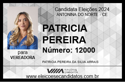 Candidato PATRICIA PEREIRA 2024 - ANTONINA DO NORTE - Eleições