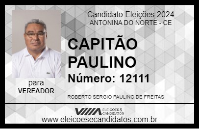 Candidato CAPITÃO PAULINO 2024 - ANTONINA DO NORTE - Eleições