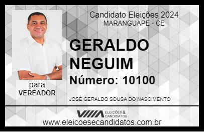 Candidato GERALDO NEGUIM 2024 - MARANGUAPE - Eleições