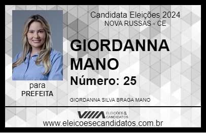 Candidato GIORDANNA MANO 2024 - NOVA RUSSAS - Eleições