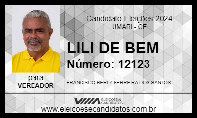 Candidato LILI DE BEM 2024 - UMARI - Eleições