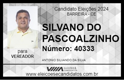 Candidato SILVANO DO PASCOALZINHO 2024 - BARREIRA - Eleições