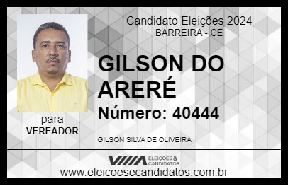 Candidato GILSON DO ARERÉ 2024 - BARREIRA - Eleições