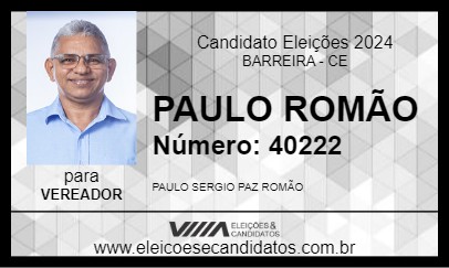 Candidato PAULO ROMÃO 2024 - BARREIRA - Eleições