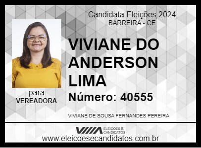 Candidato VIVIANE DO ANDERSON LIMA 2024 - BARREIRA - Eleições