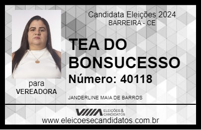 Candidato TEIA MAIA 2024 - BARREIRA - Eleições