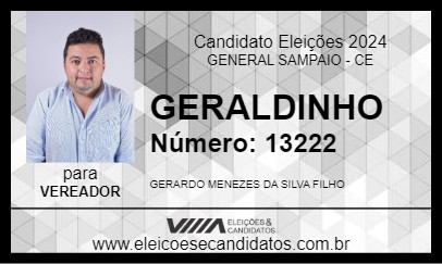 Candidato GERALDINHO 2024 - GENERAL SAMPAIO - Eleições