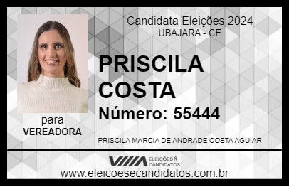 Candidato PRISCILA COSTA 2024 - UBAJARA - Eleições