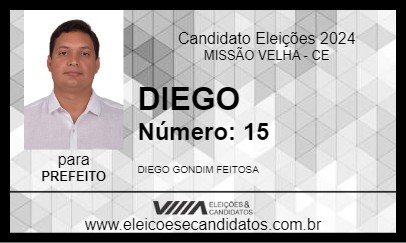 Candidato DIEGO 2024 - MISSÃO VELHA - Eleições