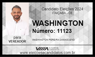 Candidato WASHINGTON 2024 - ITAIÇABA - Eleições