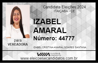 Candidato IZABEL AMARAL 2024 - ITAIÇABA - Eleições