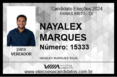 Candidato NAYALEX MARQUES 2024 - FARIAS BRITO - Eleições