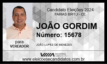 Candidato JOÃO GORDIM 2024 - FARIAS BRITO - Eleições