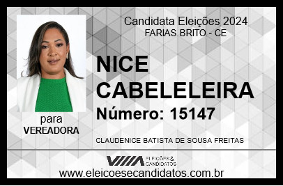 Candidato NICE CABELELEIRA 2024 - FARIAS BRITO - Eleições