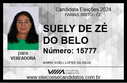 Candidato SUELY DE ZÉ DO BELO 2024 - FARIAS BRITO - Eleições