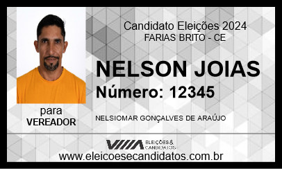 Candidato NELSON JOIAS 2024 - FARIAS BRITO - Eleições