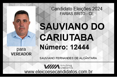 Candidato SAUVIANO DO CARIUTABA 2024 - FARIAS BRITO - Eleições