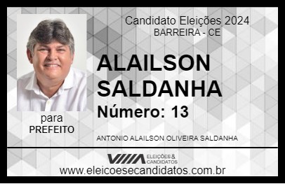 Candidato ALAILSON SALDANHA 2024 - BARREIRA - Eleições