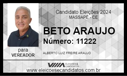 Candidato BETO ARAUJO 2024 - MASSAPÊ - Eleições