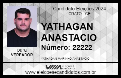 Candidato YATHAGAN ANASTACIO 2024 - CRATO - Eleições