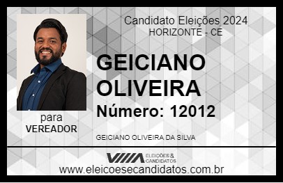 Candidato GEICIANO OLIVEIRA 2024 - HORIZONTE - Eleições