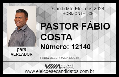 Candidato PASTOR FÁBIO COSTA 2024 - HORIZONTE - Eleições