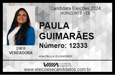 Candidato PAULA GUIMARÃES 2024 - HORIZONTE - Eleições