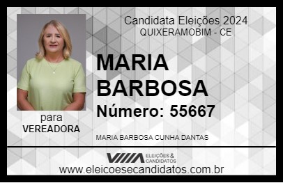 Candidato MARIA BARBOSA 2024 - QUIXERAMOBIM - Eleições