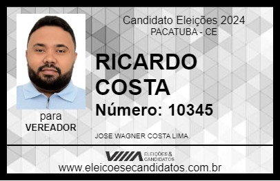 Candidato RICARDO COSTA 2024 - PACATUBA - Eleições