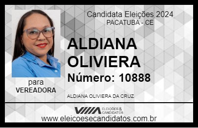 Candidato ALDIANA OLIVIERA 2024 - PACATUBA - Eleições