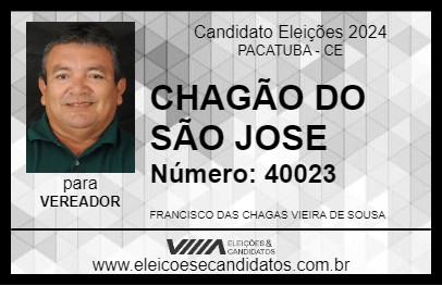 Candidato CHAGÃO DO SÃO JOSE 2024 - PACATUBA - Eleições