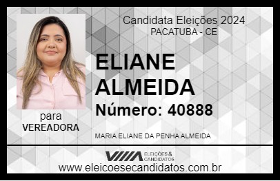 Candidato ELIANE ALMEIDA 2024 - PACATUBA - Eleições