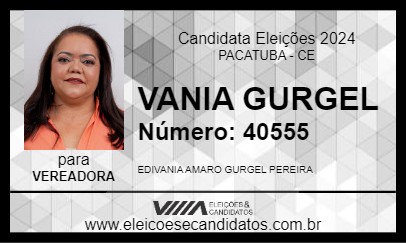 Candidato VANIA GURGEL 2024 - PACATUBA - Eleições