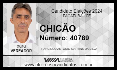 Candidato CHICÃO 2024 - PACATUBA - Eleições