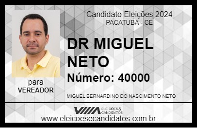 Candidato DR MIGUEL NETO 2024 - PACATUBA - Eleições