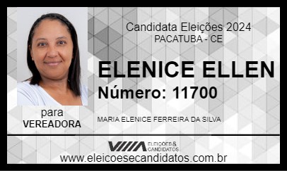 Candidato ELENICE ELLEN 2024 - PACATUBA - Eleições