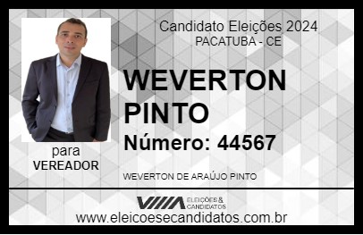 Candidato WEVERTON PINTO 2024 - PACATUBA - Eleições