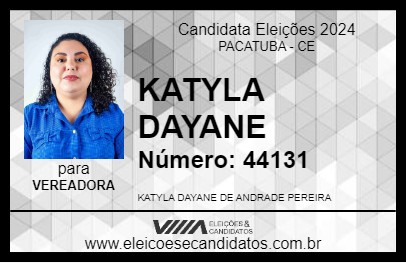 Candidato KATYLA DAYANE 2024 - PACATUBA - Eleições