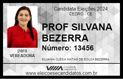 Candidato PROF SILVANA BEZERRA 2024 - CEDRO - Eleições