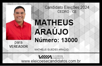 Candidato MATHEUS ARAÚJO 2024 - CEDRO - Eleições