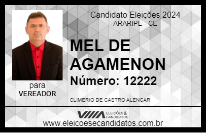 Candidato MEL DE AGAMENON 2024 - ARARIPE - Eleições