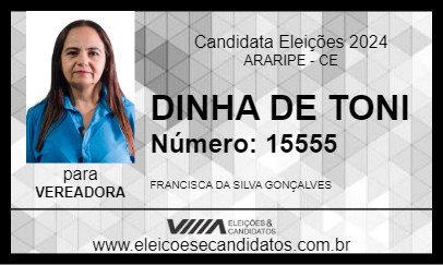 Candidato DINHA DE TONI 2024 - ARARIPE - Eleições